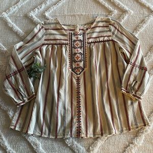 Embroidered Button-back Top